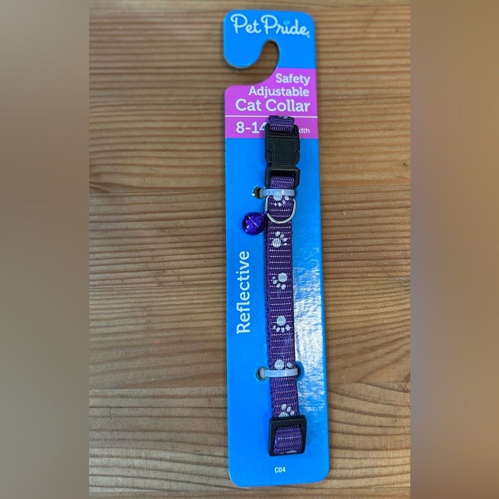 Purple Cat Collar with Reflective Straps and Bell